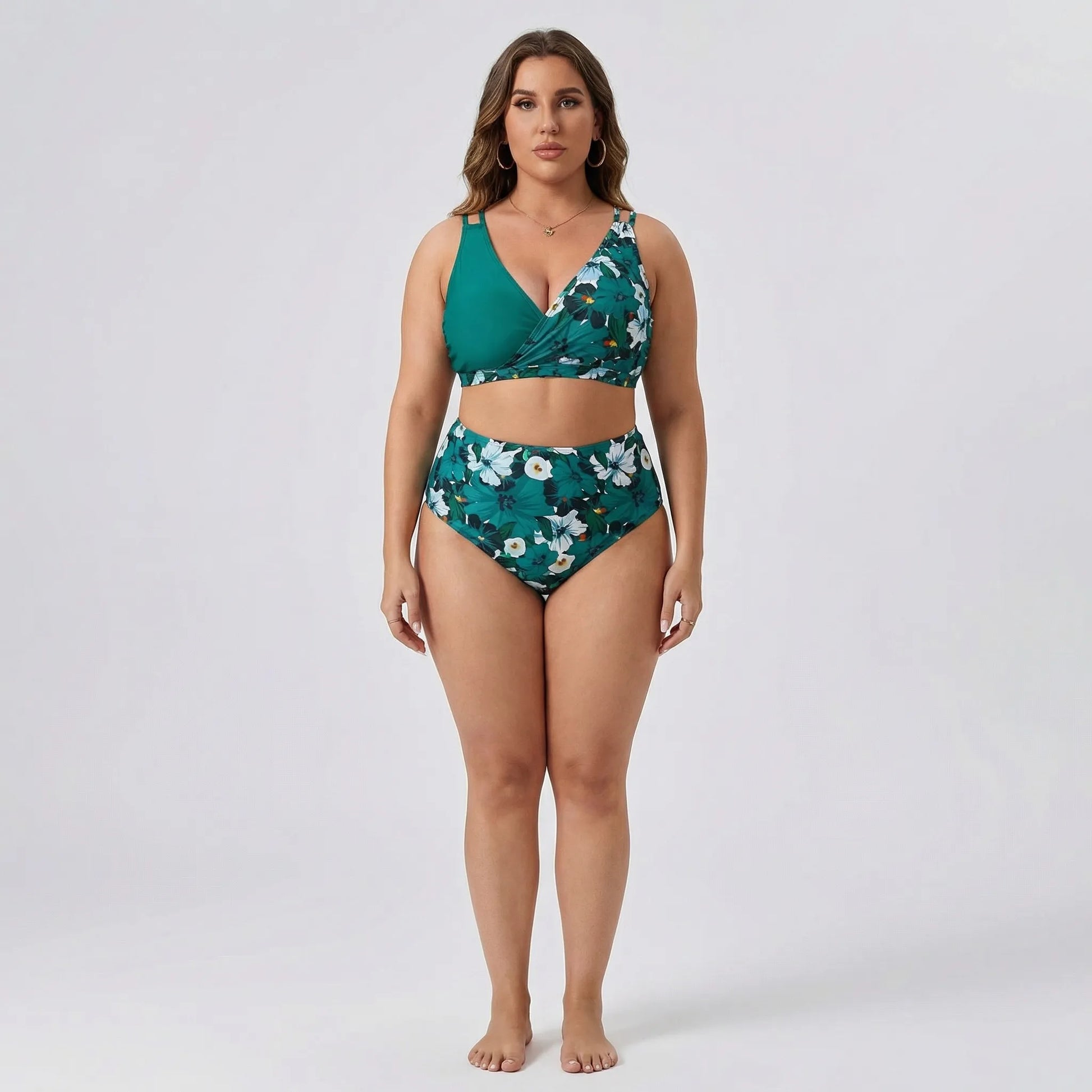 Plus-Size Bikini-Set Mit Tropenmuster - April
