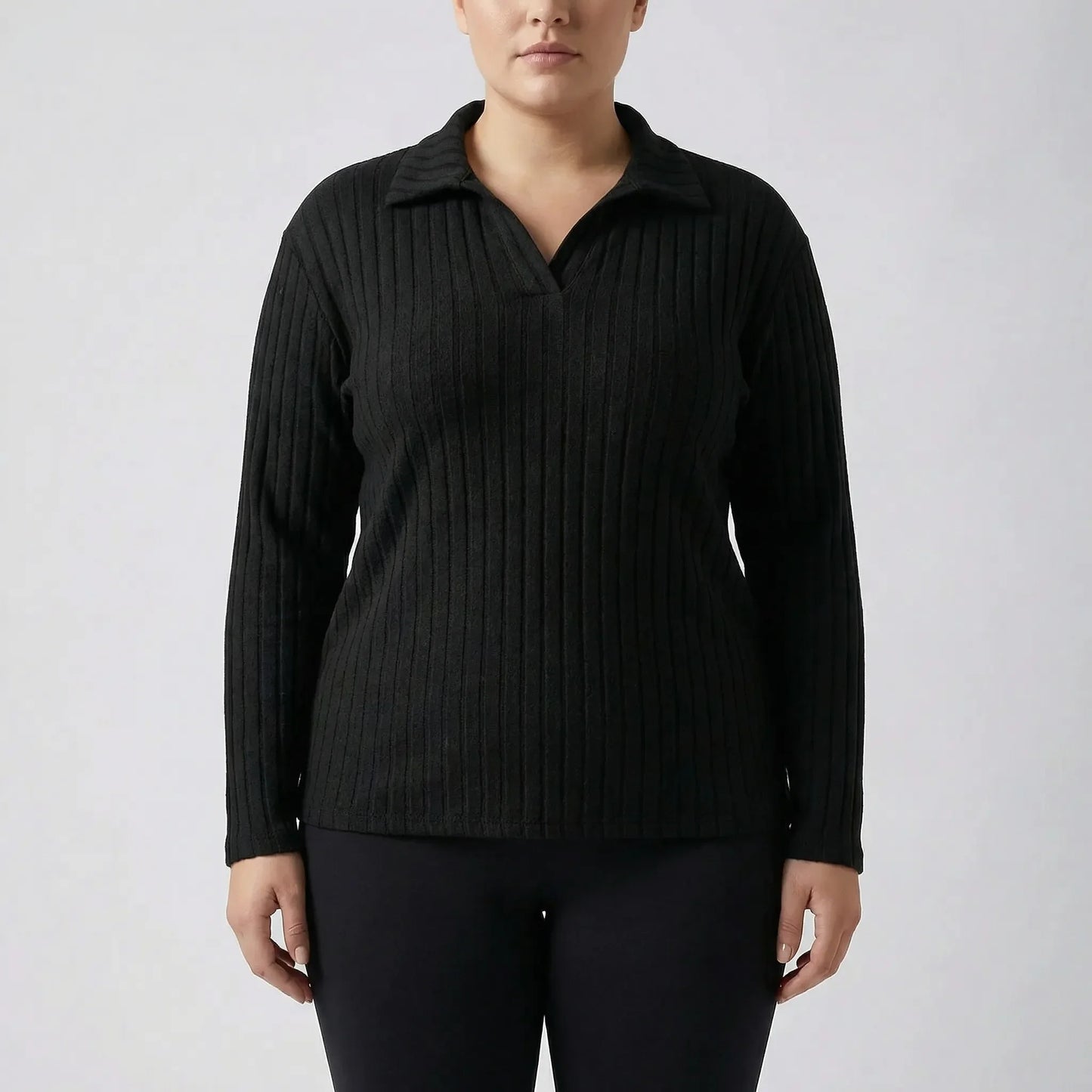 Plus-Size Geripptes Langarmshirt - Charlotte