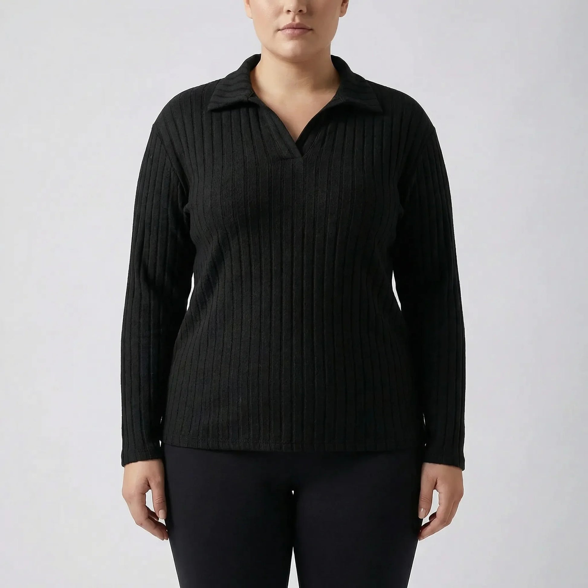 Plus-Size Geripptes Langarmshirt - Charlotte