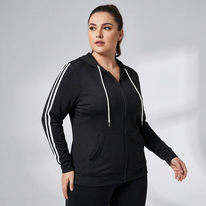 Plus Size Kapuzenjacke Sportlich - Stephanie