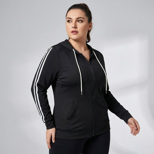 Plus Size Kapuzenjacke Sportlich - Stephanie