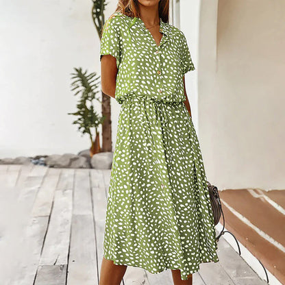 Bedrucktes Kleid mit V-Ausschnitt – Marielle