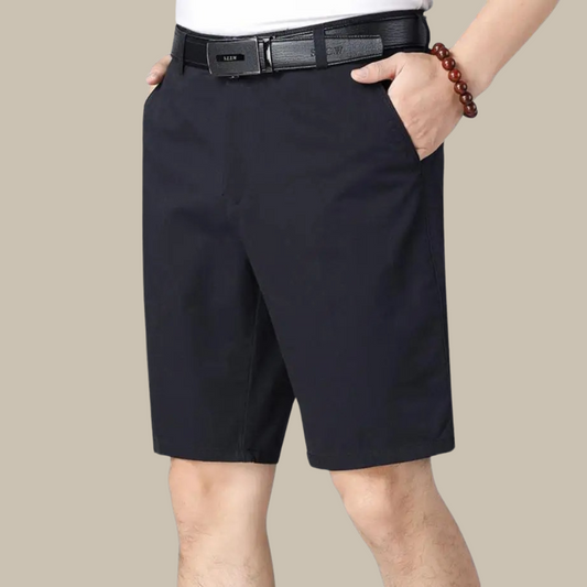 Schwarze Herren-Shorts, Baumwolle, mit Gürtel, lässig, Sommermode, bequem, Taschen.