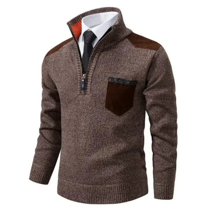 Herren Pullover mit Edge-Zipper-Neck und langem Arm – Cedric