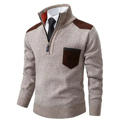 Herren Pullover mit Edge-Zipper-Neck und langem Arm – Cedric
