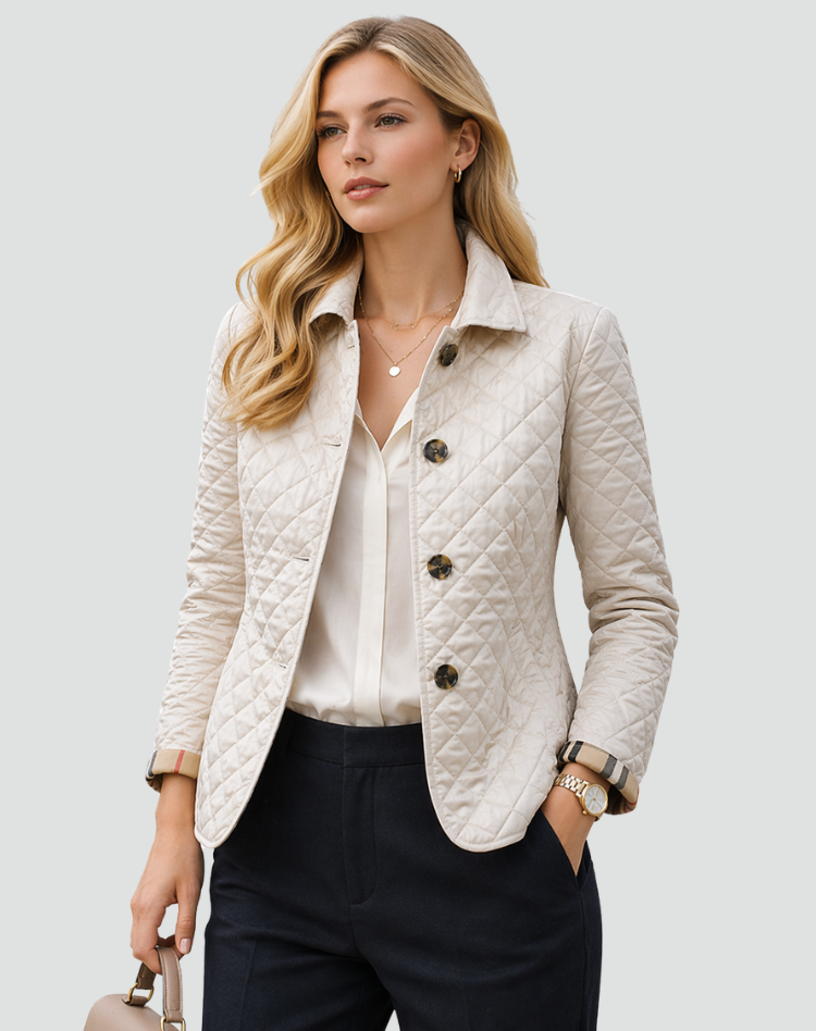 Quilted Puffer Jacket with Button Front and Diamond Stitching 2