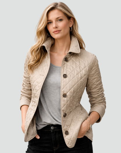 Quilted Puffer Jacket with Button Front and Diamond Stitching 3