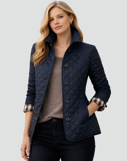 Quilted Puffer Jacket with Button Front and Diamond Stitching 5