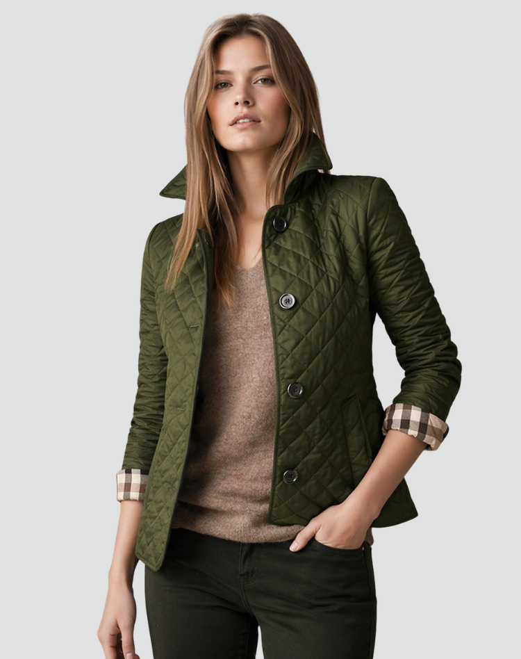 Quilted Puffer Jacket with Button Front and Diamond Stitching 9
