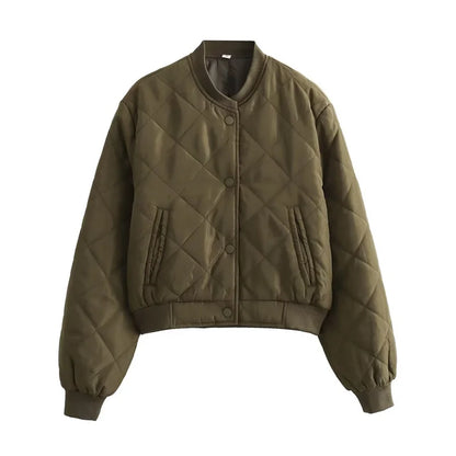 Quilted Cropped Bomber Jacket - Marcella