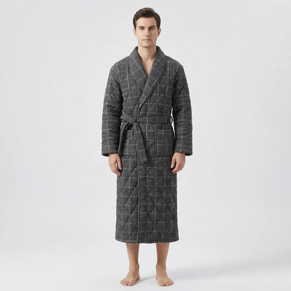 Quilted Three-Layer Long Dressing Gown - Wade