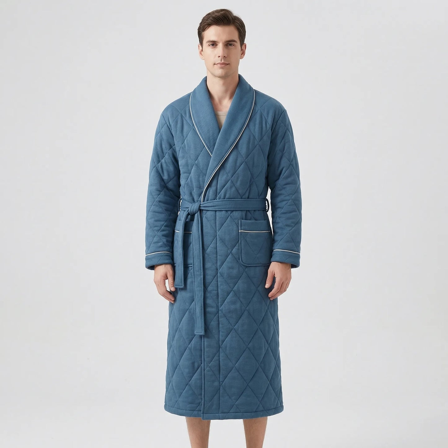 Quilted Three-Layer Long Dressing Gown - Wade
