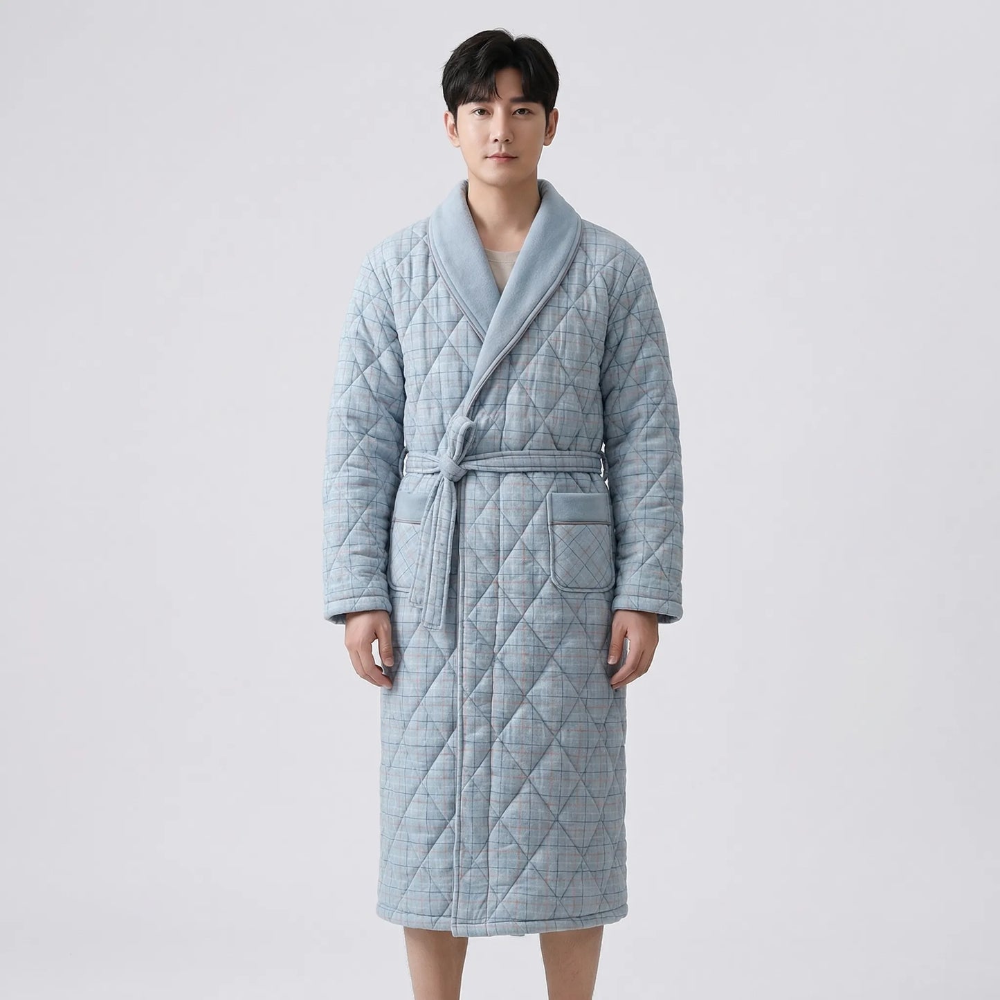 Quilted Three-Layer Long Dressing Gown - Wade