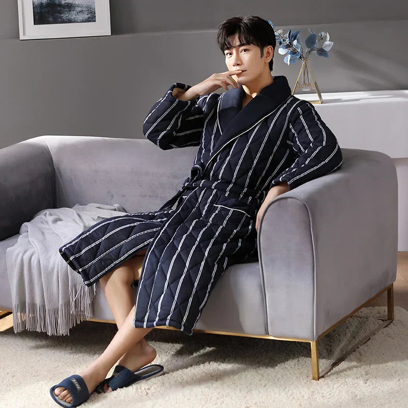 Quilted Three-Layer Long Dressing Gown - Wade