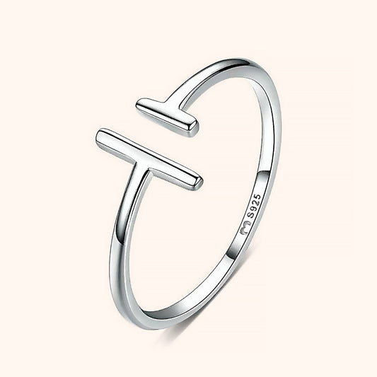 Silberring 925 Sterling, minimalistisches Design, offener Buchstabenstil, modischer Schmuck