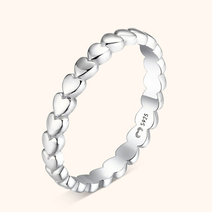 Silberner Herzring aus 925er Sterlingsilber, Damenring, romantisches Schmuckdesign