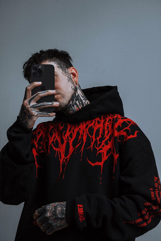 Oversized schwerer Hoodie mit Druck – Damon