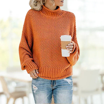 Relaxed Roll-Neck Knitted Jumper For Women - Nellie