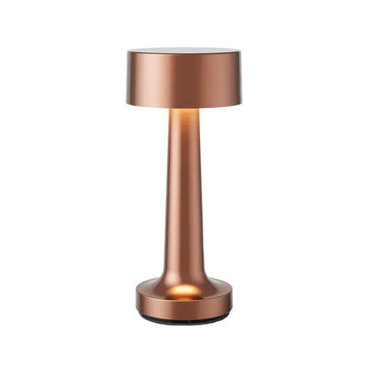Bronzefarbene zylindrische Tischlampe für Restaurants, kabellos, modern, LED-Beleuchtung.