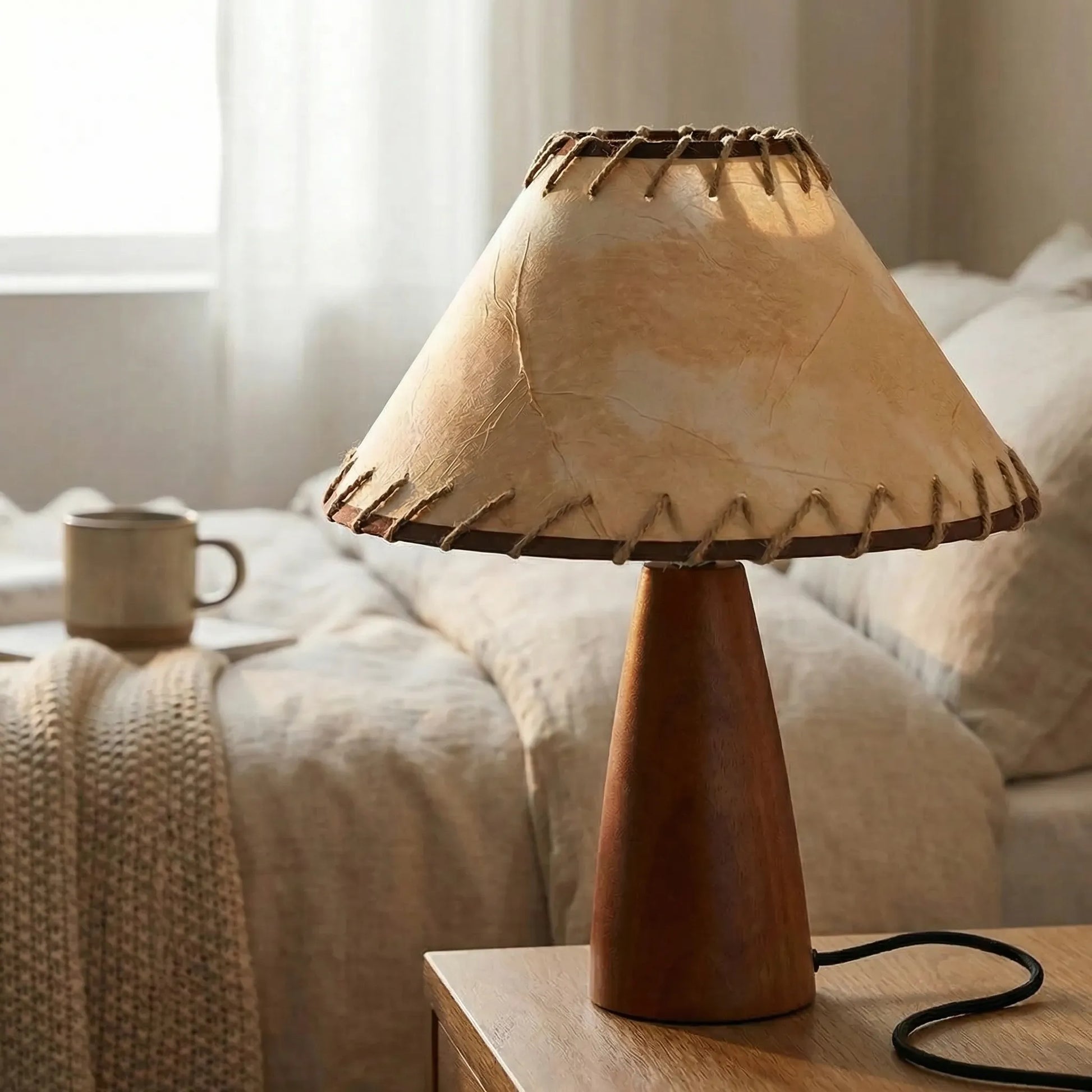 Retro-Style Woven Shade Lamp -  Oaklume