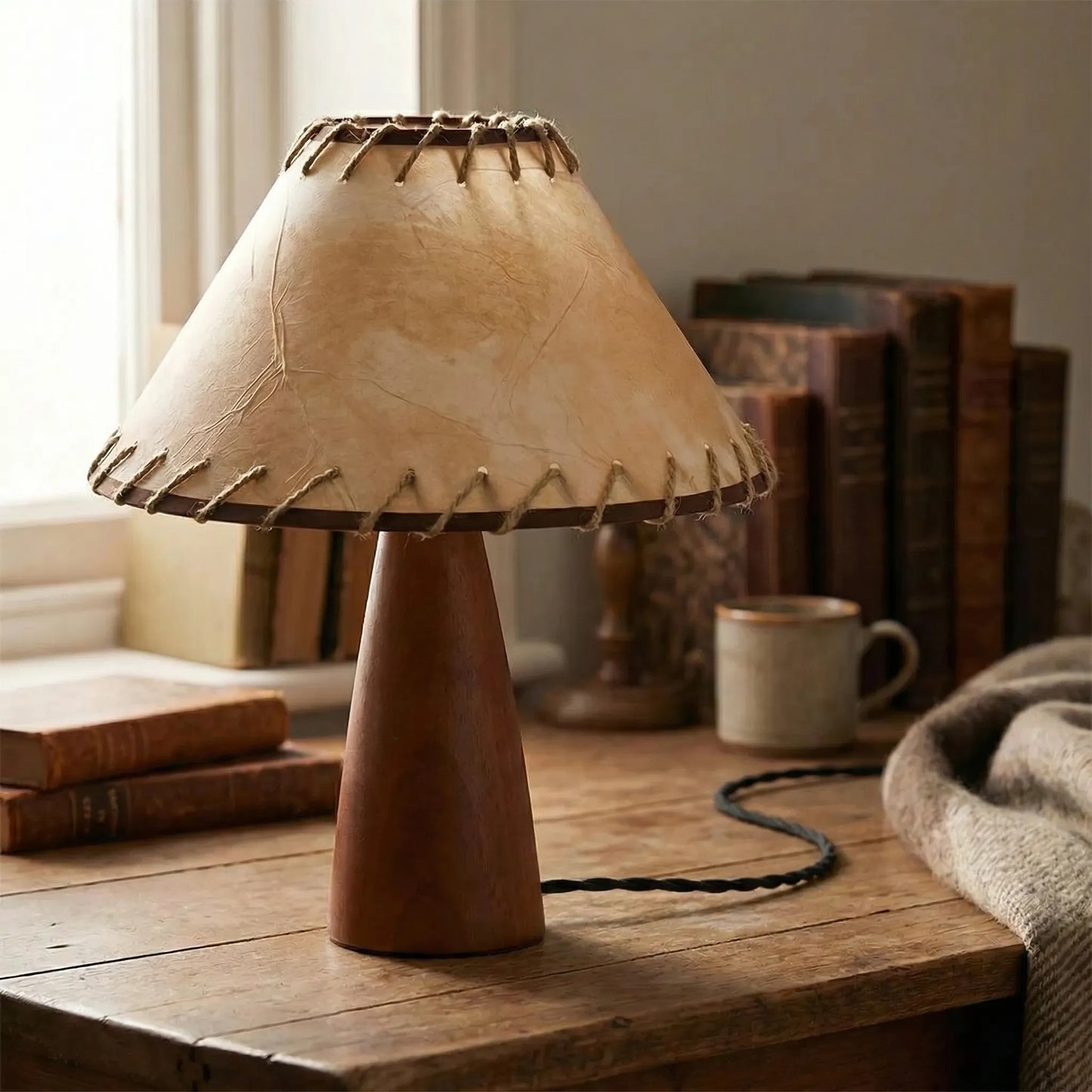 Retro-Style Woven Shade Lamp -  Oaklume