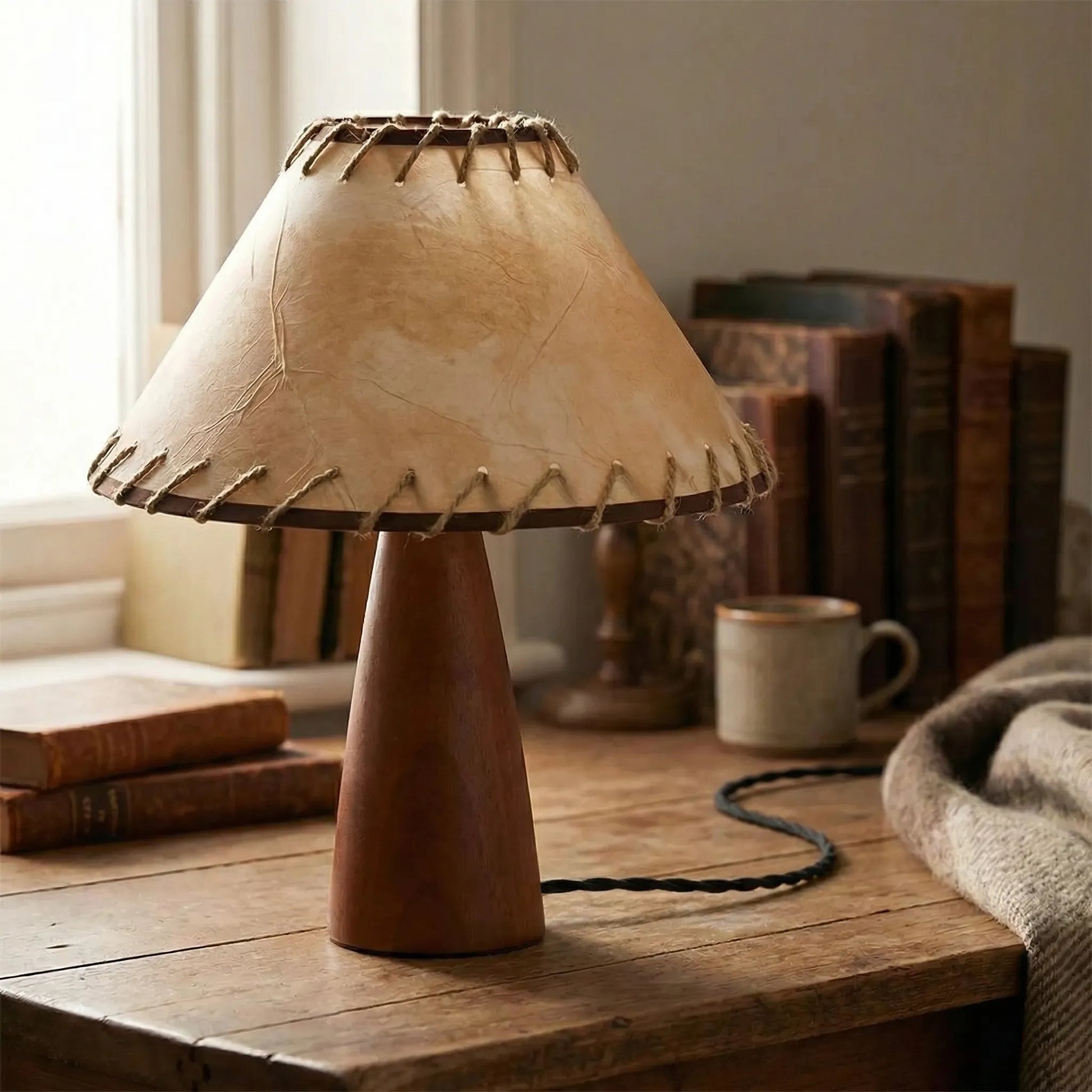 Retro-Style Woven Shade Lamp -  Oaklume