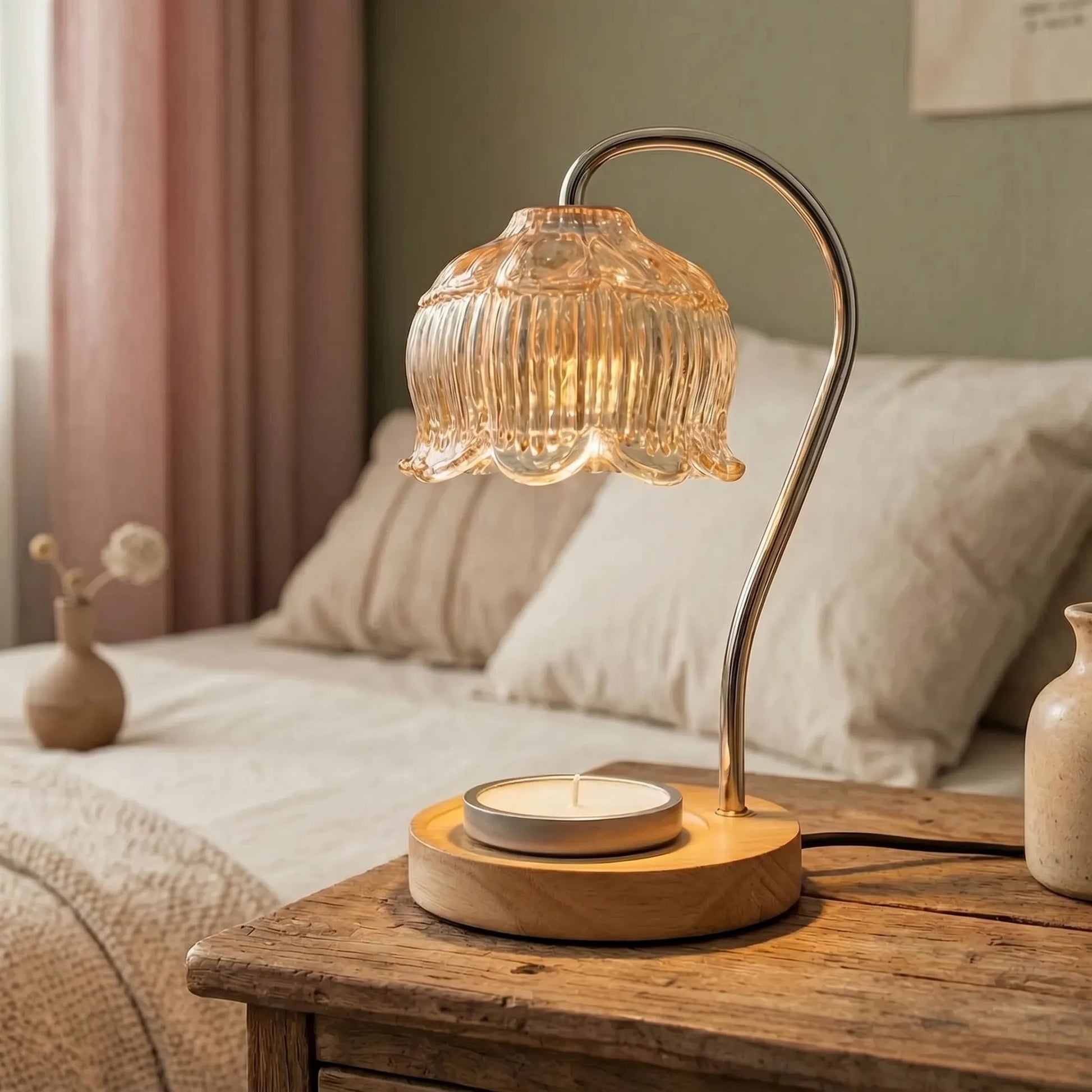 Retro Candle Warmer Table Lamp -  Glassora
