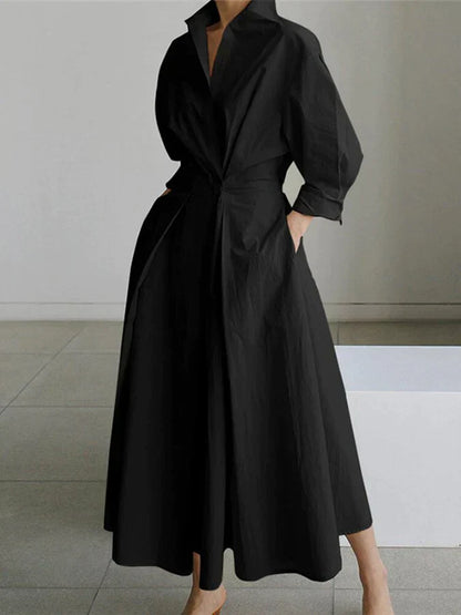 Retro Collar Belted A-Line Dress - Kendra