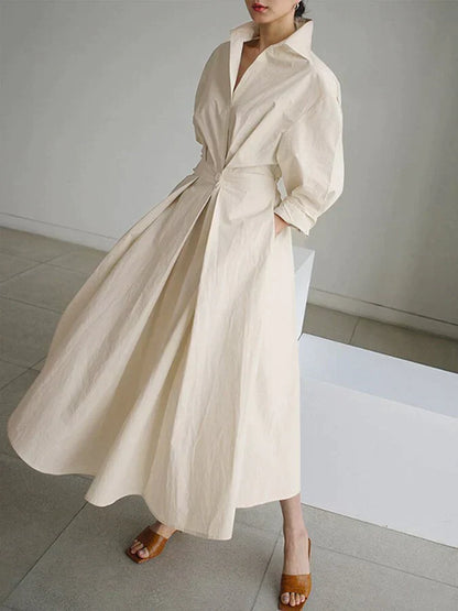 Retro Collar Belted A-Line Dress - Kendra