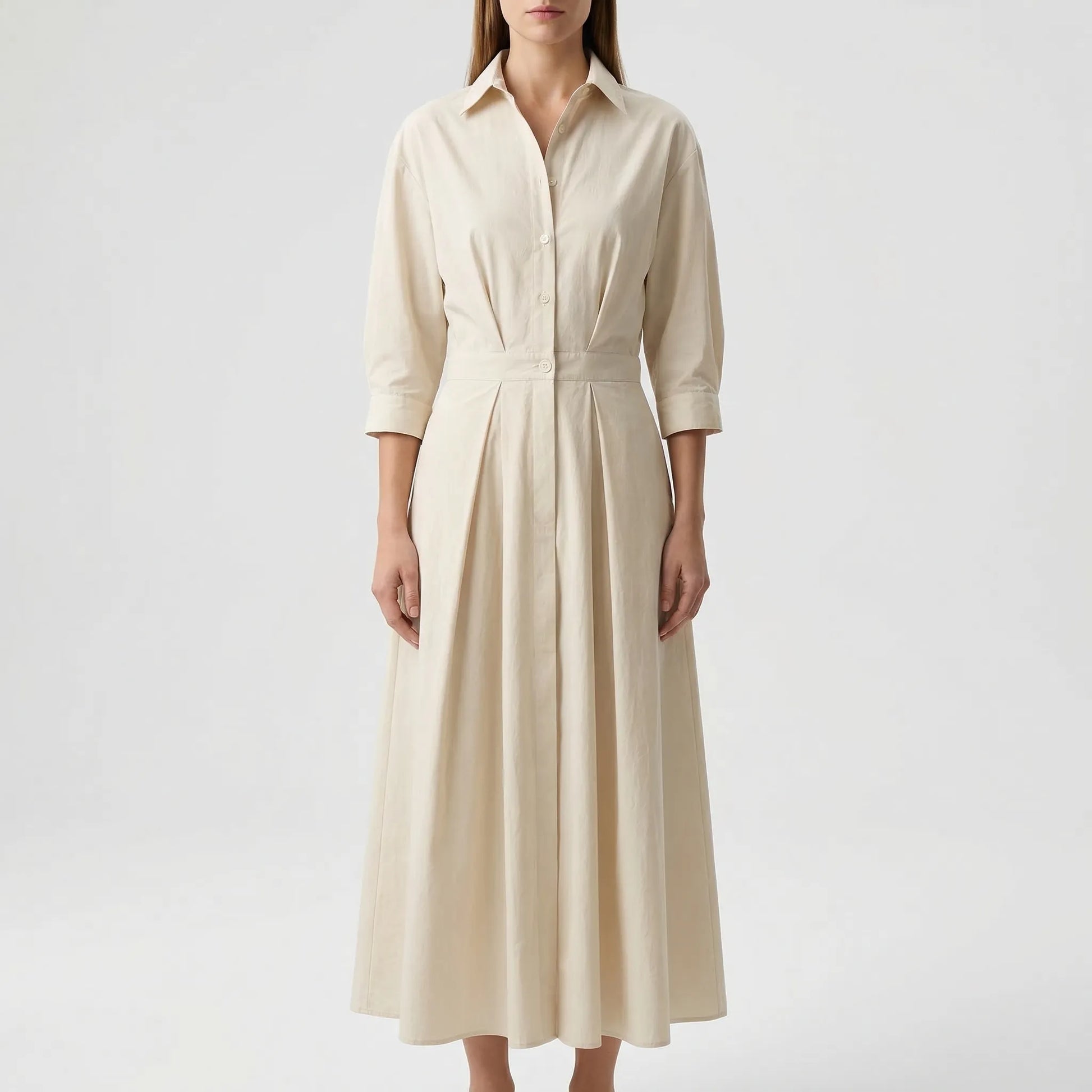 Retro Collar Belted A-Line Dress - Kendra