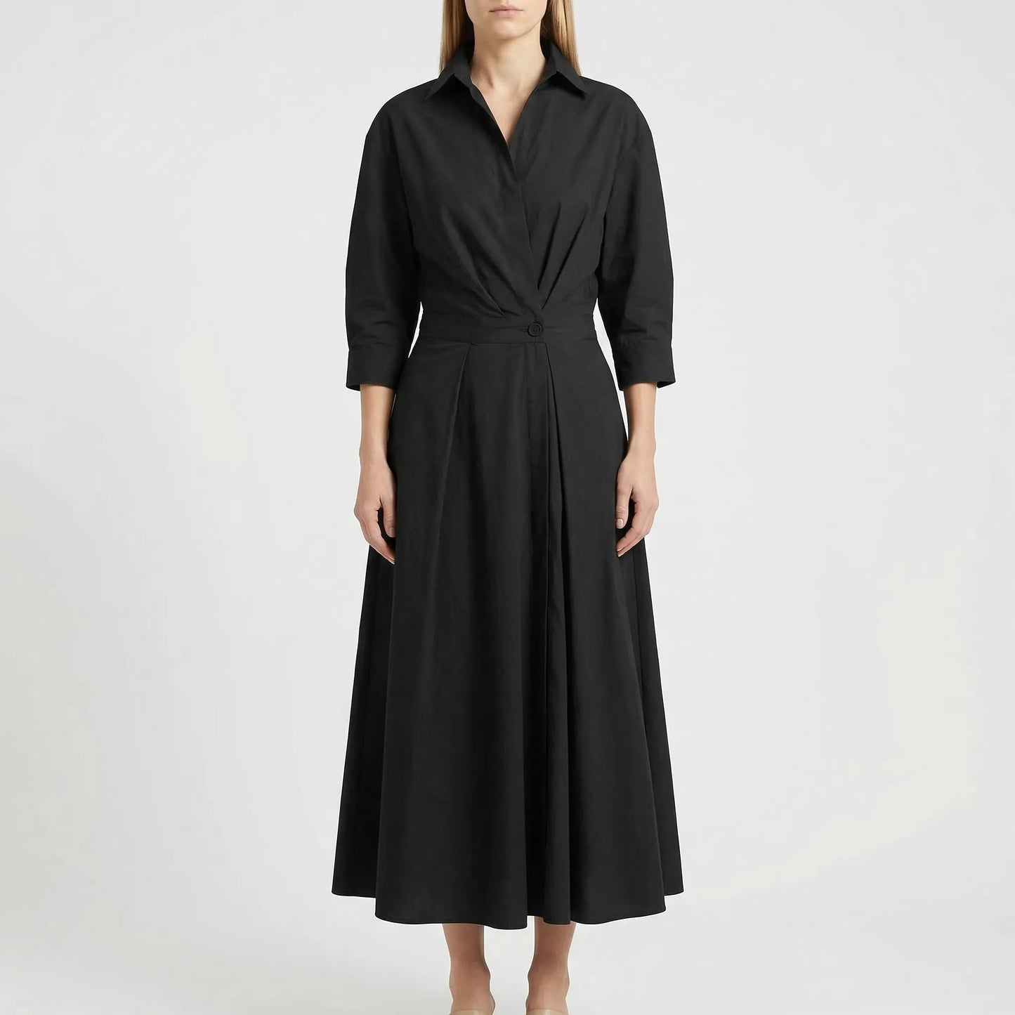Retro Collar Belted A-Line Dress - Kendra