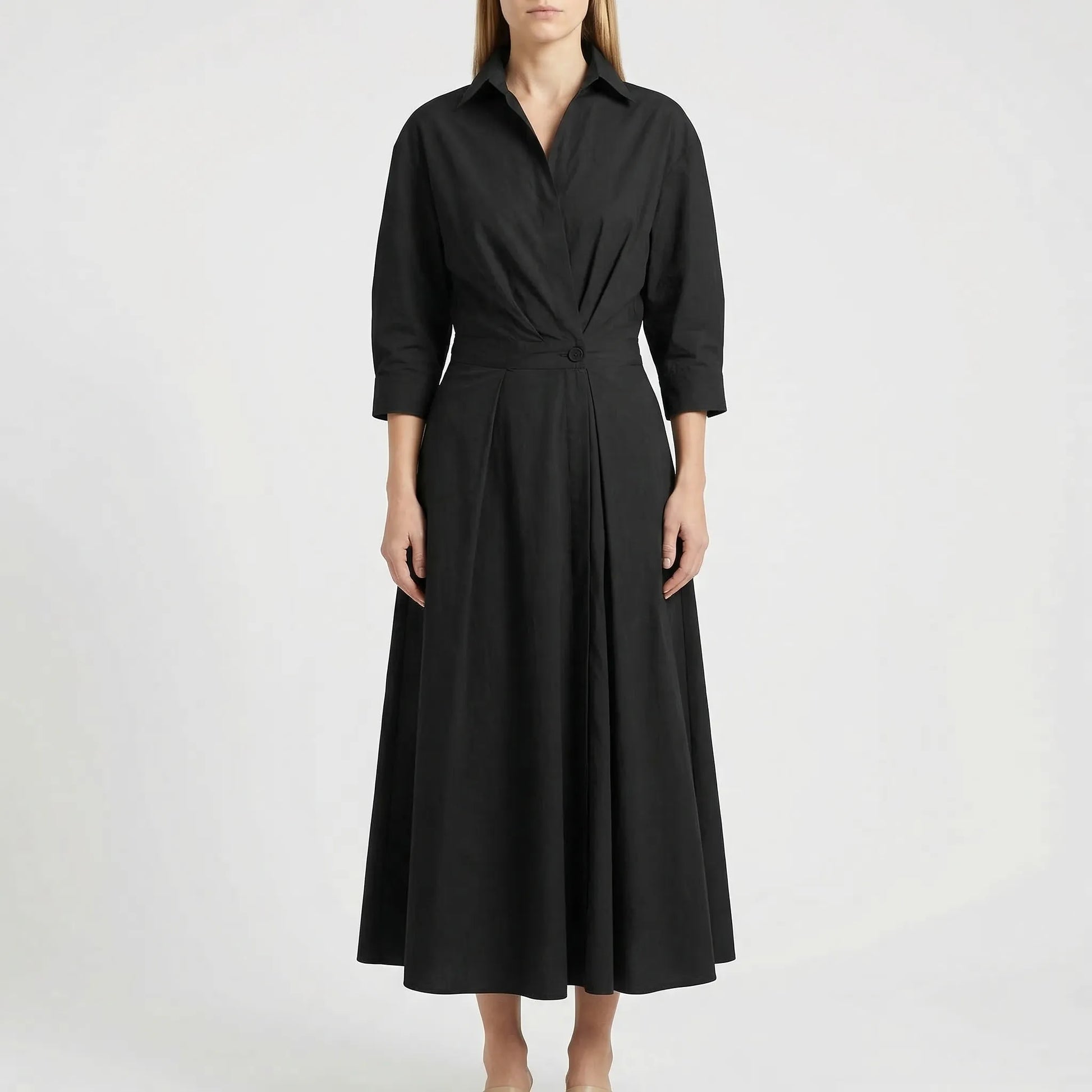 Retro Collar Belted A-Line Dress - Kendra