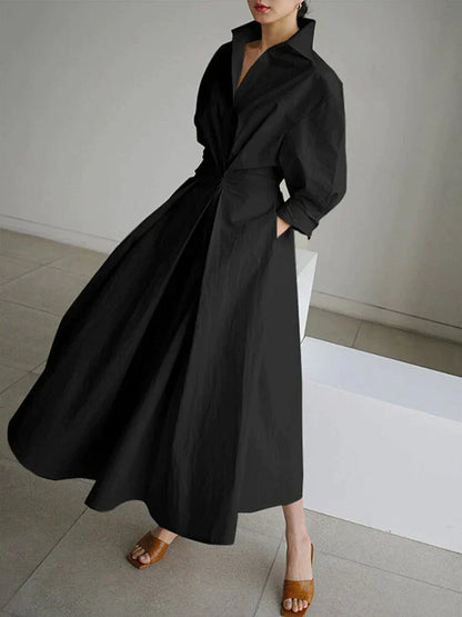 Retro Collar Belted A-Line Dress - Kendra