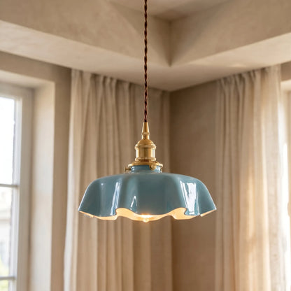 Retro French-Style Pendant Lamp With Scalloped Shade -  Lumettis