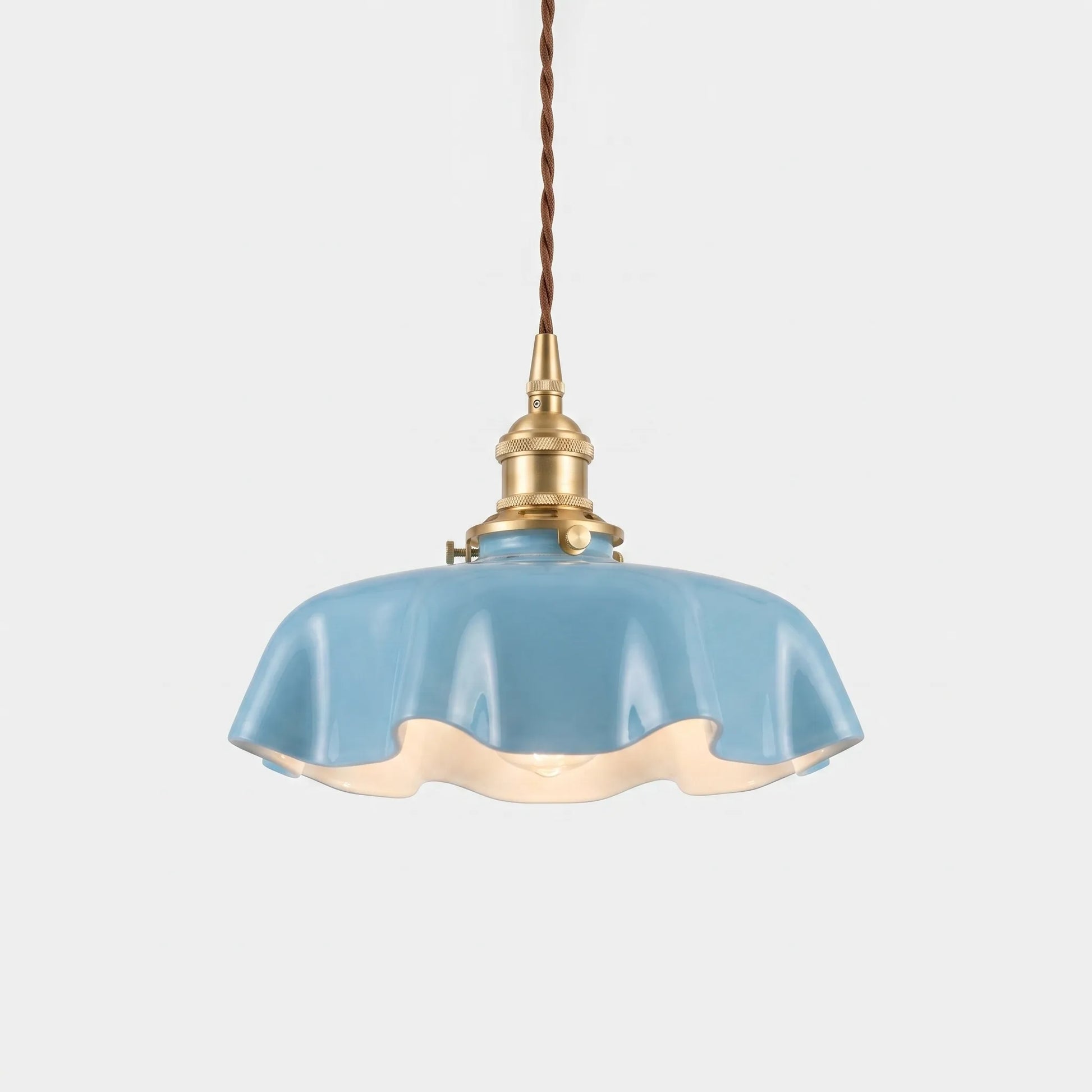 Retro French-Style Pendant Lamp With Scalloped Shade -  Lumettis