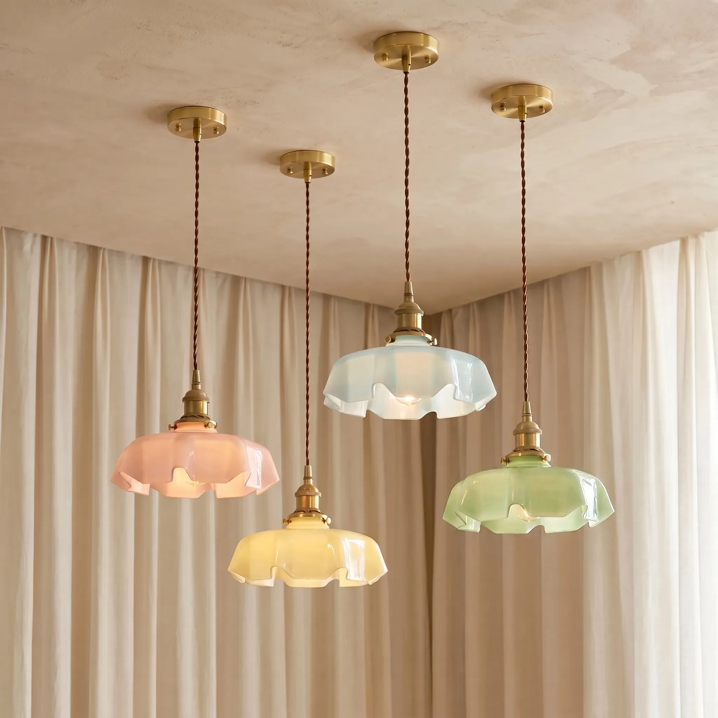 Retro French-Style Pendant Lamp With Scalloped Shade -  Lumettis