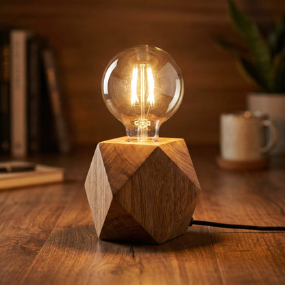 Retro Geometric Wooden Lamp Base -  Lumvorra