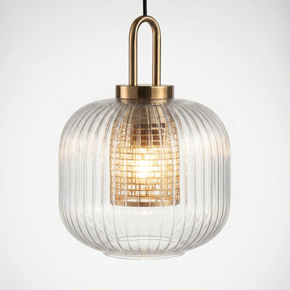 Ribbed Glass Pendant Ceiling Light -  Striolight