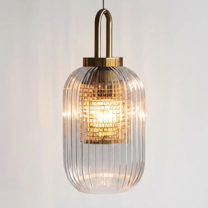 Ribbed Glass Pendant Ceiling Light -  Striolight
