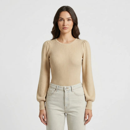 Ribbed Long-Sleeve Fitted Bodysuit - Lorena