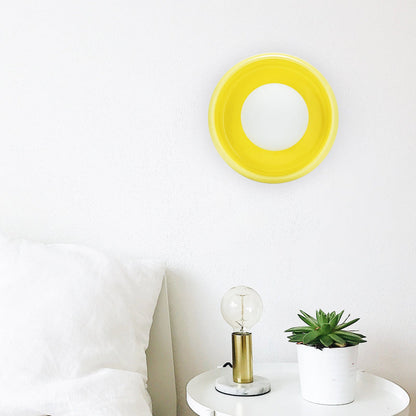 Gelbe runde Wandleuchte aus Keramik, modernes Design, Schlafzimmerbeleuchtung, elegante Dekoration.