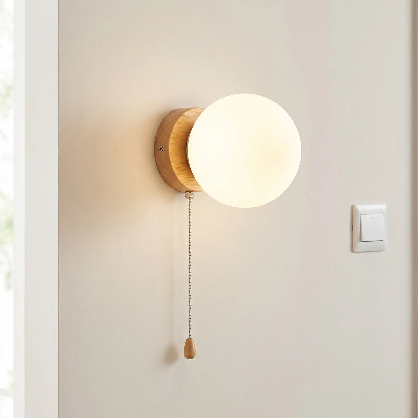 Round Globe Wall Sconce With Pull Cord -  Lumisphere