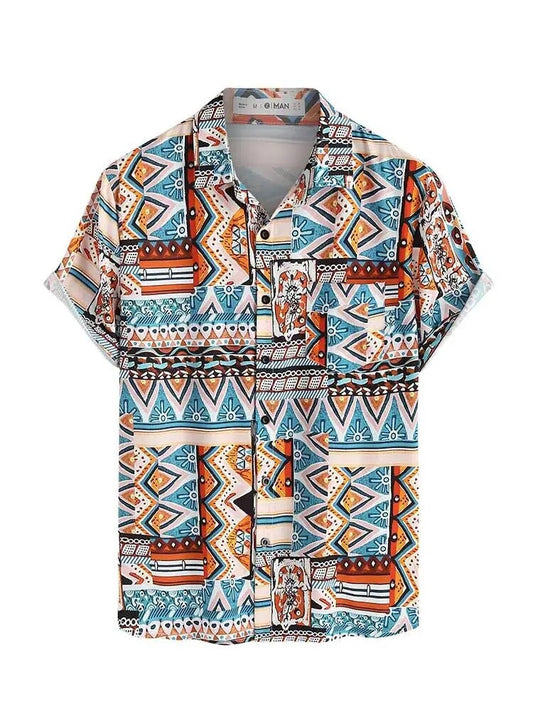 Sommer-Damen-T-Shirt mit ethnischem Muster und Tasche – Nova