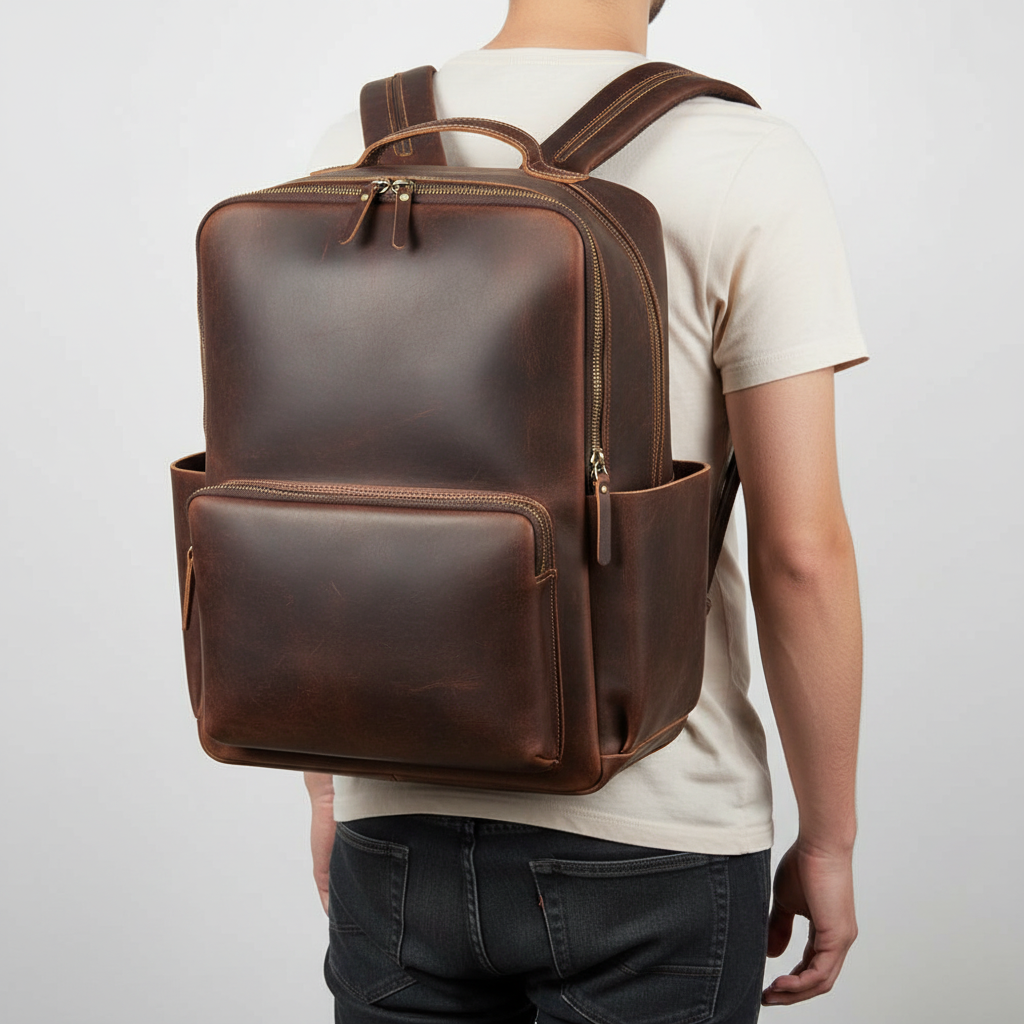 Rugzak Z Crazy Horse Skóry - LuxeBackpack 
