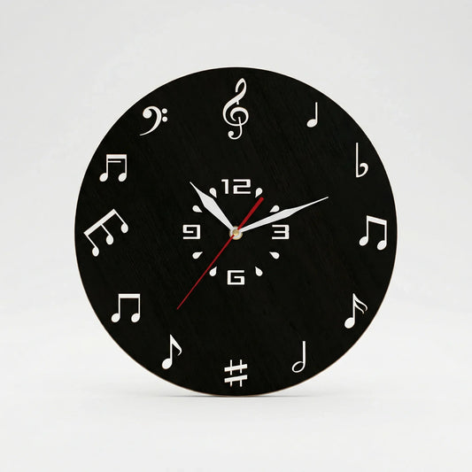 Runde Wanduhr Mit Notenmotiv - Melodiqueo