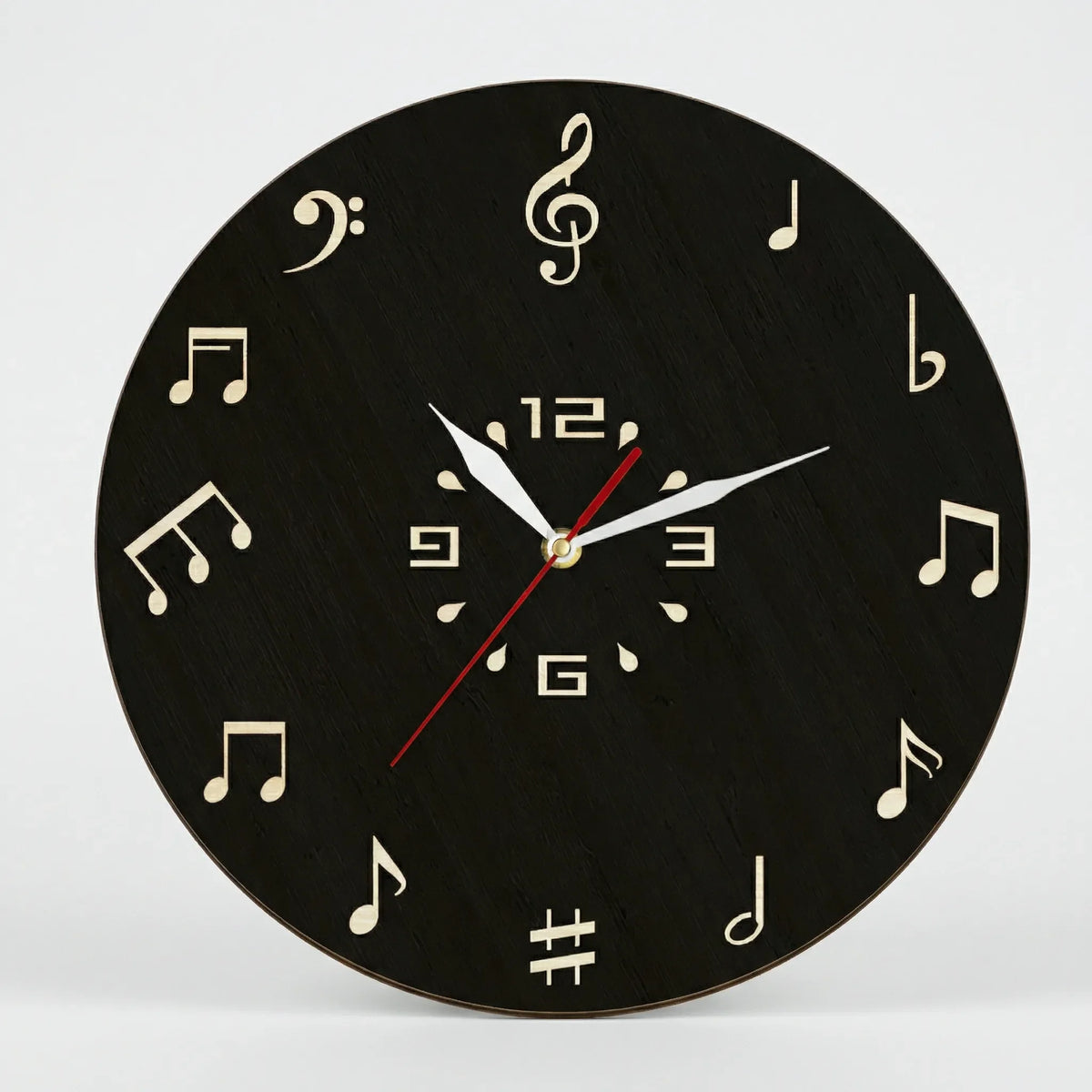 Runde Wanduhr Mit Notenmotiv - Melodiqueo
