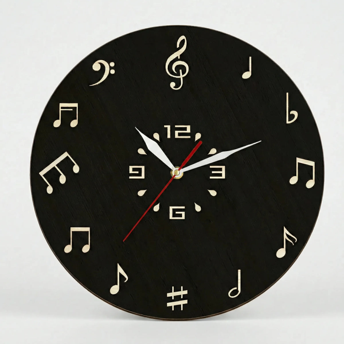 Runde Wanduhr Mit Notenmotiv - Melodiqueo