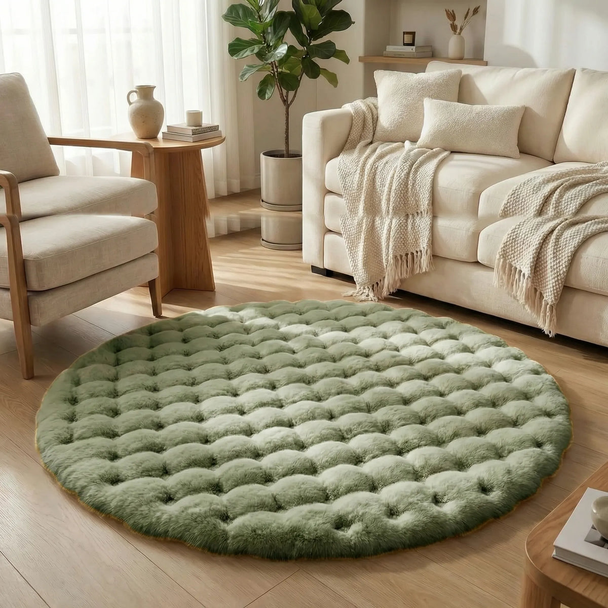 Runder Flauschiger Teppich - Plushory