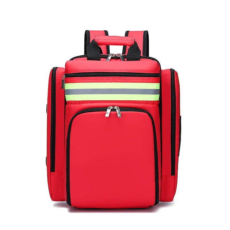Roter Schulrucksack mit reflektierenden Streifen, geräumig, für Schüler, langlebig.