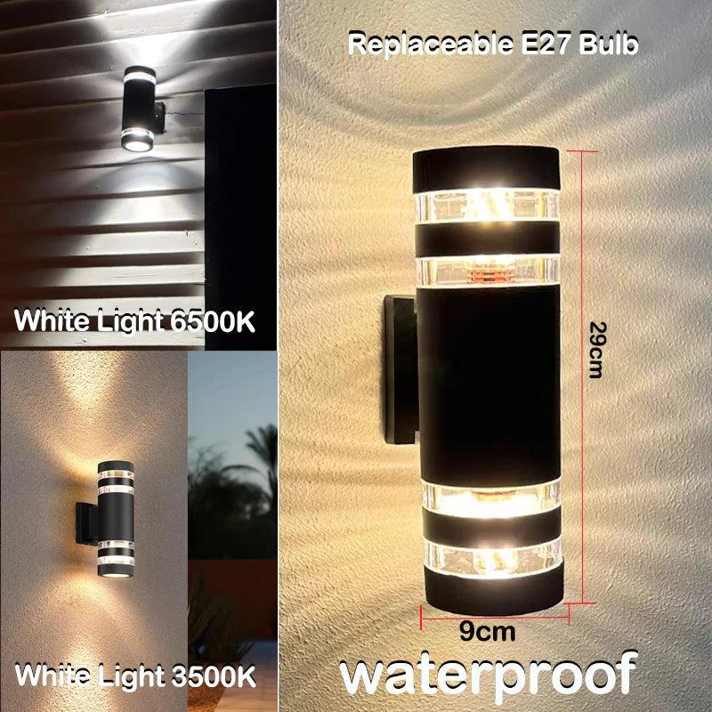 Outdoor LED Wall Sconce with Up & Down Light Effect, E27 Socket, IP65 Waterproof, Modern Garden & Balcony Lamp 9
